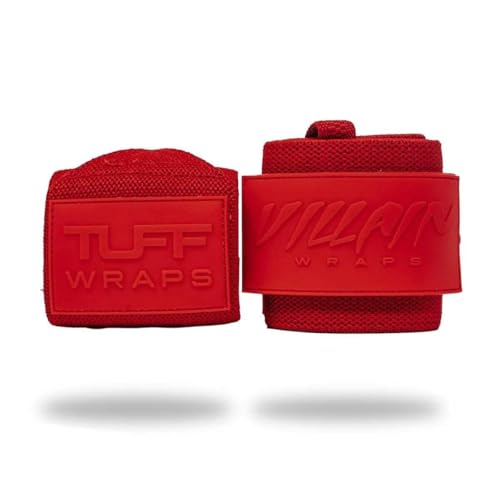 Villain Wrist Wraps for Weightlifting & Powerlifting – Adjustable Support Straps for Men and Women – Ideal for Strength Training, CrossFit, Bodybuilding – Durable Comfort to Eliminate Wrist Pain - color: SOLID-RED, size: 16 - Inch