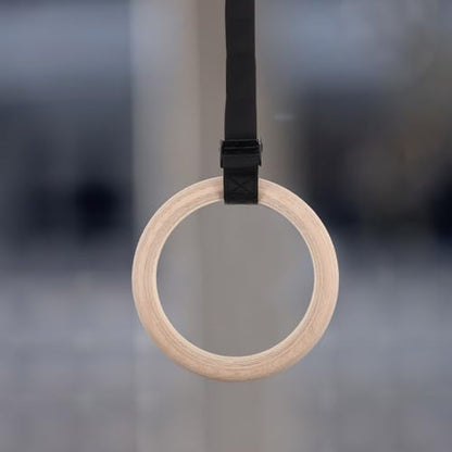 Totority 1set Wooden Gymnastics Rings Adjustable Straps for Strength Training Bodyweight Exercises and Home Workouts Natural Thick Non-Slip Straps Versatile Fitness Equipment