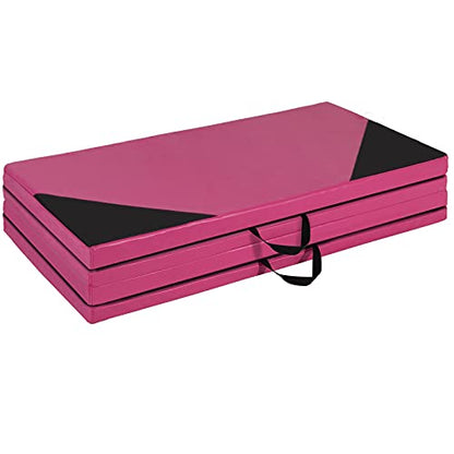 Polar Aurora 4'x10'x2 Thick Folding Gymnastics Exercise Mat Aerobics Stretching Yoga Mats - color: New Red-Black