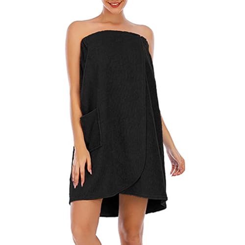 Borniu Towel Wrap for Women After Shower, Super Absorbent & Quick Dry Spa Sweat Steaming Bathrobes Lightweight With Pockets