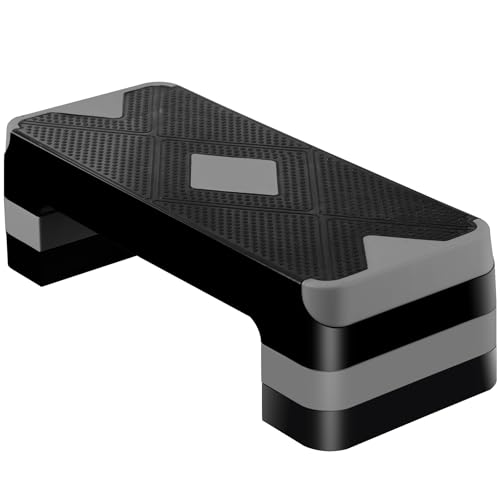 F2C 26.5 Inches Step Aerobics Stepper Platform with 3 Risers, Home Gym Workout Equipment, Fitness Exercise Equipment, Exercise Workout Stepper - color: Grey