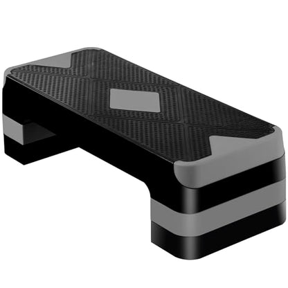 F2C 26.5 Inches Step Aerobics Stepper Platform with 3 Risers, Home Gym Workout Equipment, Fitness Exercise Equipment, Exercise Workout Stepper - color: Grey
