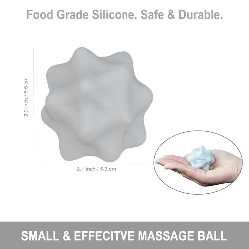 Small Spiky Massage Ball Trigger Point Massage Tool. Solid Bumpy Massager Balls for Deep Tissue Myofascial Release Hand Foot Plantar Fasciitis Pain Relief Knots Acupoint Yoga Fitness 2.2×2.1" (Gray) - color: Gray