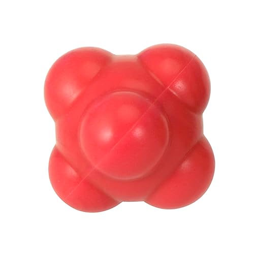 BESPORTBLE Red Hexagonal Reaction Ball for Agility Training Medium Difficulty Silicone Ball for Hand Eye Coordination Reflex Improvement and Speed Development in Sports