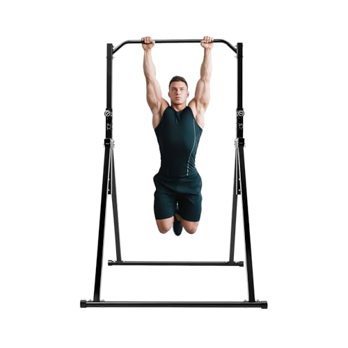 Foldable Pull Up Bar, Pull Up Dip Station For Home Gym Strength Training Equipment, Adjustable Height Home Power Tower Horizontal Bar for Sports Center School 440.92LBS Capacity