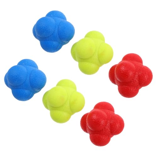 6Pcs Reaction Training Balls for Sports Fitness, 5.5Cm Hexagon Agility Coordination Balls in Red Yellow Blue, Reflex Speed Training Tool for and Adults Indoor Hand-Eye Coordination