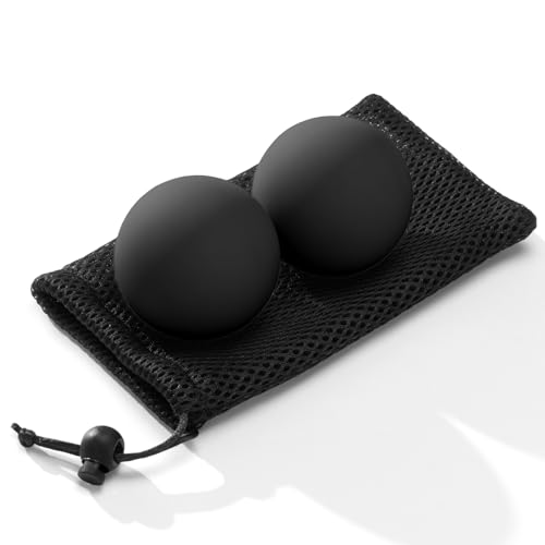 Massage Lacrosse Balls for Myofascial Release,Yoga Deep Tissue Massage,Trigger Point Therapy and Foot Plantar Fasciitis,Muscle Soreness Massager Ball (2 Packs) (Black) - color: Black