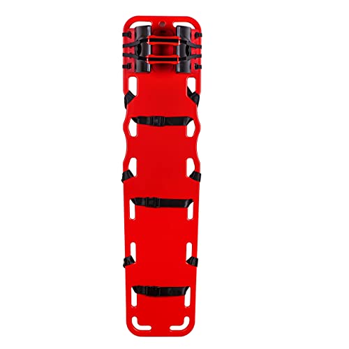 ARS Spine Board Stretcher, First Responder Medical Backboard Head Immobilizer Unit and Spider Straps, EMT Supplies and Equipment for Patient Transfer (Red) - color: Red