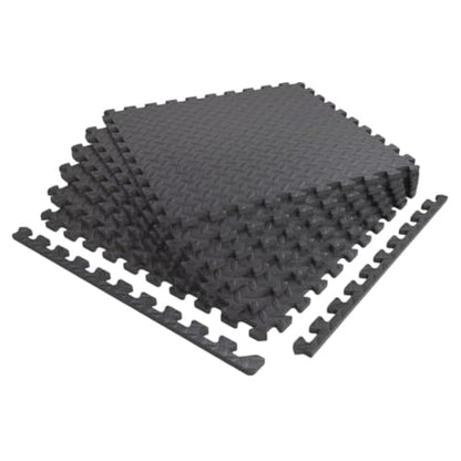Foam Floor Gym Mats with Interlocking Tiles, .47" Thick, 24"x24",6-Pack, 24 Square Feet, Diamond Plate Design, Grey