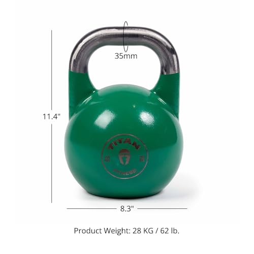 Titan Fitness Competition Kettlebell, Single Piece Casting, KG Markings, Full Body Workout - size: 62.0 Pounds