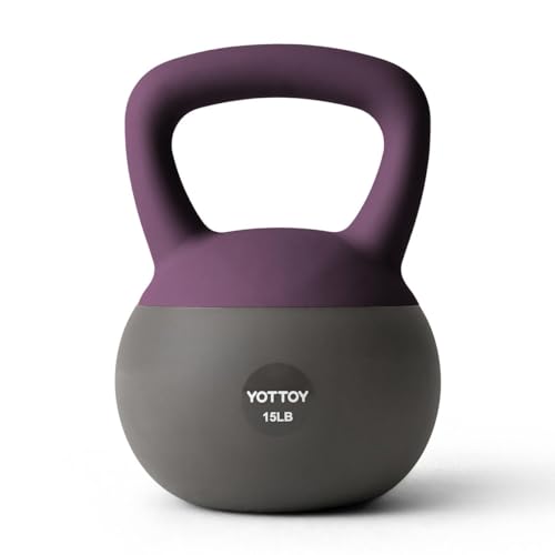 YOTTOY Soft Kettlebell, Set for Strength Training Kettlebells & Home Workouts, Soft-Sided Cushioned Base, Wide-Handle - Ideal for Men, Women, & Beginners - color: 15LB-Purple