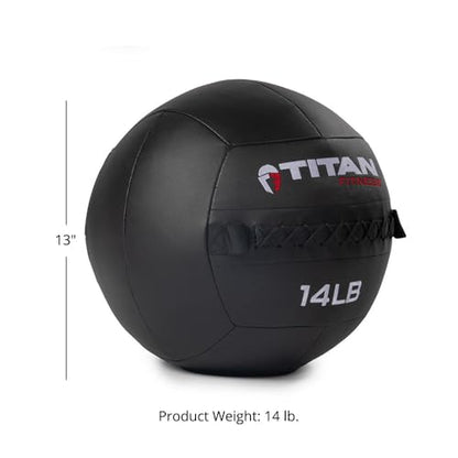 Titan Fitness Soft Shell Medicine Wall Ball, Cross-Texture Grip - size: 14 lb