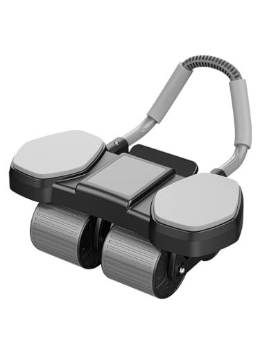 3-Wheel Ab Roller with Flexible Handle, Core Exercise Equipment, Black and Gray
