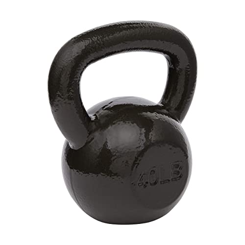 Amazon Basics Cast Iron Kettlebell for Strength Training, Textured Wide Handle, Black