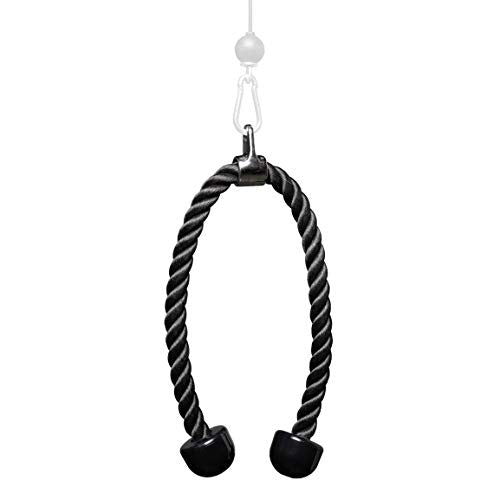 REP Fitness LAT Pulldown and Low Row Cable Machine Attachments and Functional Trainer Attachments – Curl Bar, D-Handle, Ankle Cuff, Tricep Rope, Sports Handle, Straight Bar, Row, Chinning Triangle - style: Tricep Rope
