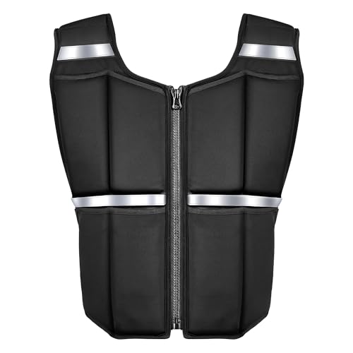 45lb/35lb/19lb Weighted Vest Men Women, Adjustable Rucking Vests for Walking with Zipper/Removable Silicone Weights, Strength Training Workout Vest for Running GYM Home, Detachable Reflective Strips - size: 2-19 LBS