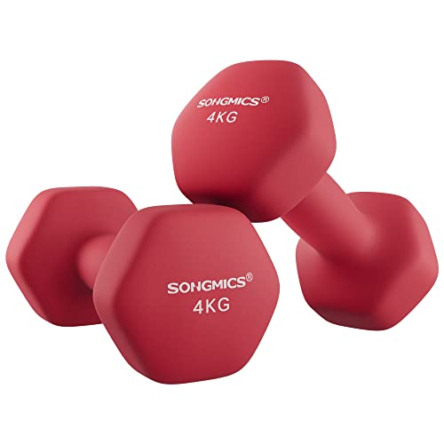 SONGMICS Dumbbells Set of 2 Dumbbells Set Dumbbells Hexagon Neoprene Coating Strength Training Workout Fitness Training Home
