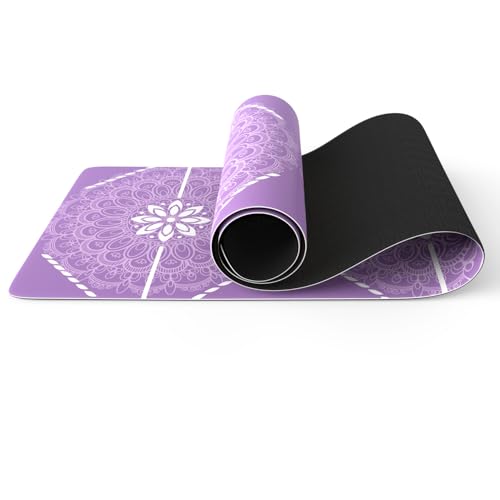 FOLAI Extra Thick Yoga Mat 6mm，pilates mat thick - Non-Slip Exercise Mat for HIIT, Pilates & Home Workouts & Workout with Free Carry Strap - color: body line purple