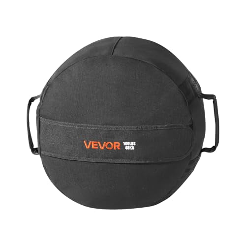 VEVOR Workout Sandbag, Heavy Duty Workout Power Bags with Handles, 100 lbs/45 kg Slam Bag for Fitness Strength Weight Training Cross-Training, Home Gym Exercise, Black (Unfilled)
