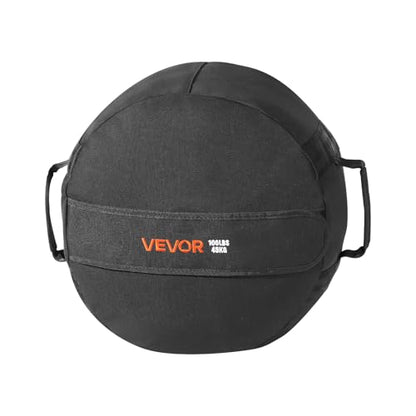 VEVOR Workout Sandbag, Heavy Duty Workout Power Bags with Handles, 100 lbs/45 kg Slam Bag for Fitness Strength Weight Training Cross-Training, Home Gym Exercise, Black (Unfilled)