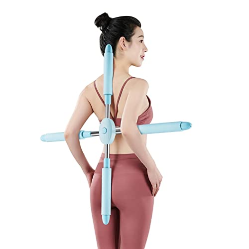 Full Back Straightener Posture Corrector for Adult and Child Yoga Sticks Stretching Tool for Posture Humpback Correction Brace Adjustable (Color : Blue, Size : 66.5x7x7cm) - color: Blue