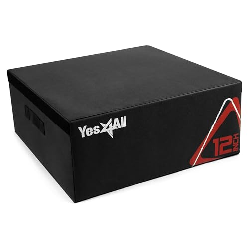 Yes4All Adjustable Soft Plyo Box, Jumping Trainer - For Plyometric Exercises and Conditioning, Multiple Height Variations - color: E. Black - 12"