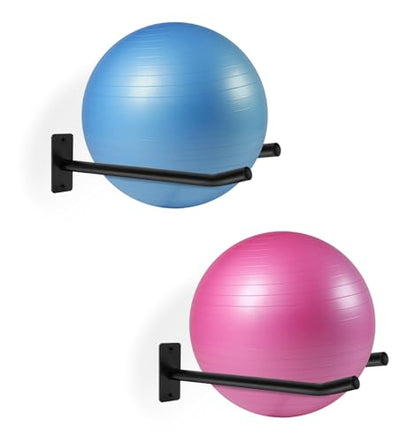 Medicine Ball Rack,Exercise Ball Holder,Wall Rack for Gym Garage Storage Yoga Ball,Suitable for Yoga Ball/Stability Ball/Barre Ball/Yoga Block/Volleyball/Basketball - color: 2 Black