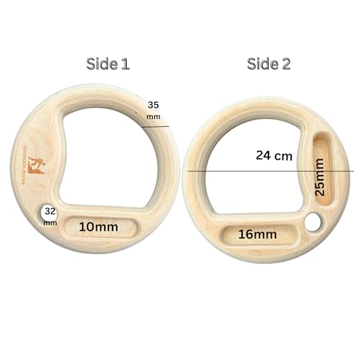 Name: Wood 32mm Gymnastic Rings with Finger Training hangboard | Wooden Gymnastics Rings | Portable Finger Training Board | Hang Grip Strengthener AU Gym Rings for Rock Climbing