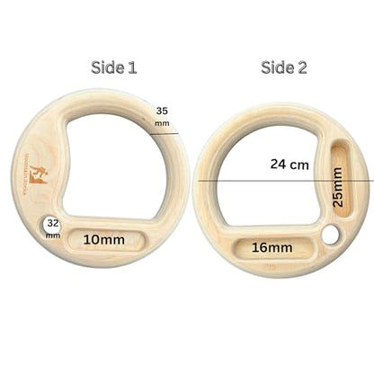 Name: Wood 32mm Gymnastic Rings with Finger Training hangboard | Wooden Gymnastics Rings | Portable Finger Training Board | Hang Grip Strengthener AU Gym Rings for Rock Climbing