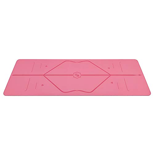 Liforme Travel Yoga mat – Patented Alignment System, Warrior-Like Grip, Non-Slip, Eco-Friendly, Ultra-Lightweight and Sweat Resistant, Made with Natural Rubber - color: Pink
