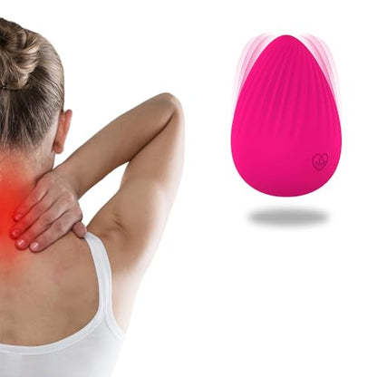 Silicone Massage Ball for Myofascial Release - Handheld Portable Electric Vibrating Massager, Joint Trigger Point Therapy, Jaw Muscle Knots and Yoga Therapy, Pain Relief and Muscle Recovery - Rose Red
