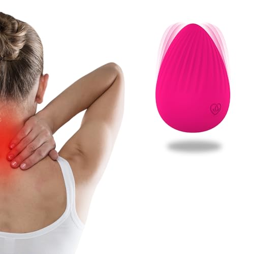 Silicone Massage Ball for Myofascial Release - Handheld Portable Electric Vibrating Massager, Joint Trigger Point Therapy, Jaw Muscle Knots and Yoga Therapy, Pain Relief and Muscle Recovery - Rose Red