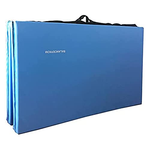 BalanceFrom 10x4 Feet 4-Panel Folding Gymnastics Mat – 2-Inch Thick Pad with Vinyl Surface and Carrying Handles for Tumbling, Yoga, Pilates, Home Workouts, and Martial Arts - color: Blue