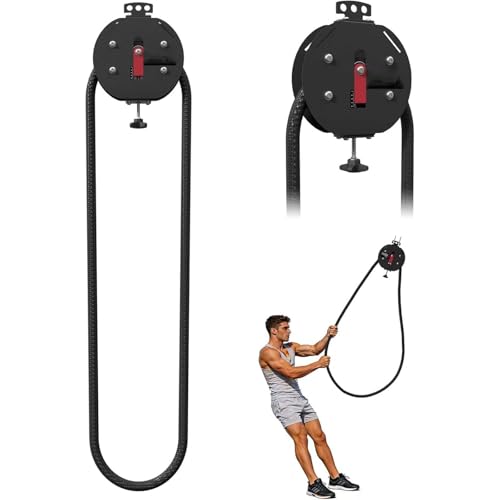 Endless Rope For Body Coordination Exercises, Infi-nity Rope Machine With Knob-Controlled Tension (3-30kg), 15-Min Full Body Hiit, Cardio & Strength Training, No User Weight Limit - color: Black+Red