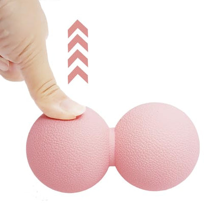 Double Lacrosse & Micro-Elastic Peanut Massage Ball - Myofascial Release Tool for Muscle, Back, Foot, and Physical Therapy, Mobility Roller for Acupressure and Relaxation (Pink)