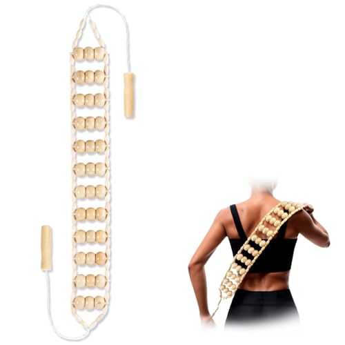 KintKita Wood Therapy Massage Tools,Back Wooden Massage Roller Rope Tool Maderoterapia Kit Professional Cellulite Massager for Body Shaping, Contouring,Back Neck Leg Muscle Relief - style: Back Massager