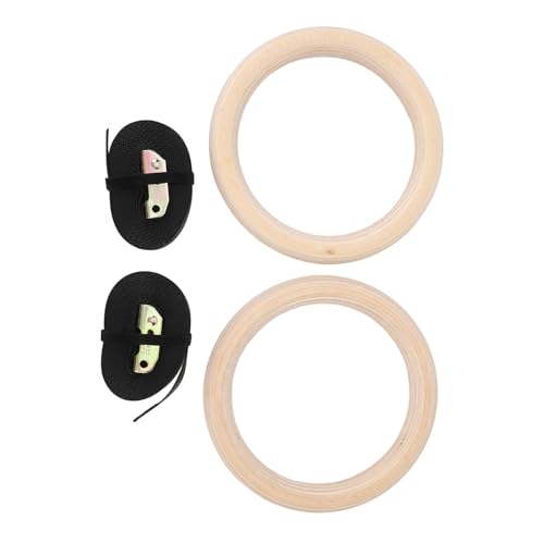 Drfeify Wooden Gym Rings, Birch Pull Up Strength Training Rings Bodyweight Gymnastics for Full Body Workouts