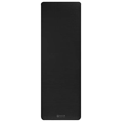Gaiam Yoga Mat, Pilates & Exercise Mat, Thick Mat 2/5" (10mm) Workout Mat with Easy-Cinch Carrying Strap for Home & Gym Workouts - color: Black
