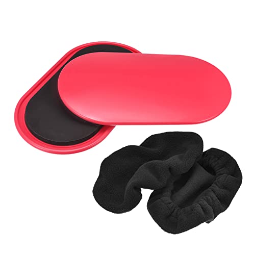 uxcell Exercise Core Sliders, Oval Glider Discs with Feet Covers, Dual Sided Usage in Home Gym for Full Body Workout - color: Red
