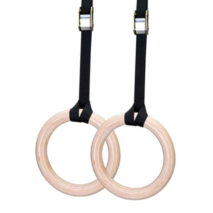 19/25mm Wood Gymnastics Rings 2Pcs For Adult Fitness Calisthenics Strength Training Equipment For Enhanced Workout Control, Solid Birch Wooden, Non-Slip Grip