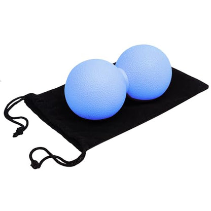 Double Lacrosse & Micro-Elastic Peanut Massage Ball - Myofascial Release Tool for Muscle, Back, Foot, and Physical Therapy, Mobility Roller for Acupressure and Relaxation (Blue)