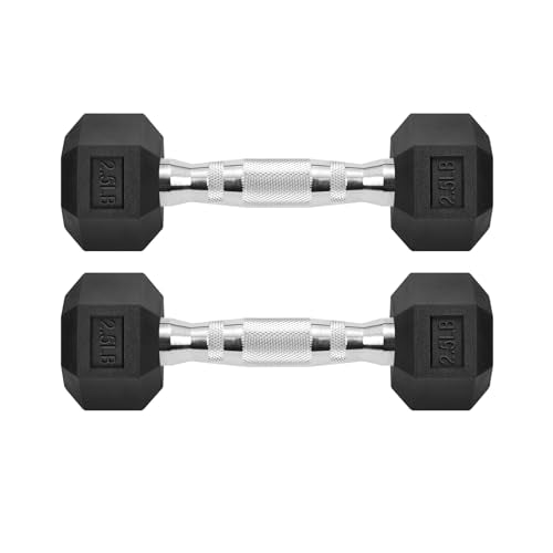 Hex Dumbbells Rubber Coated Cast Iron Hex Black Dumbbell Free Weights for Exercises - style: 2.5 Pounds / Pair