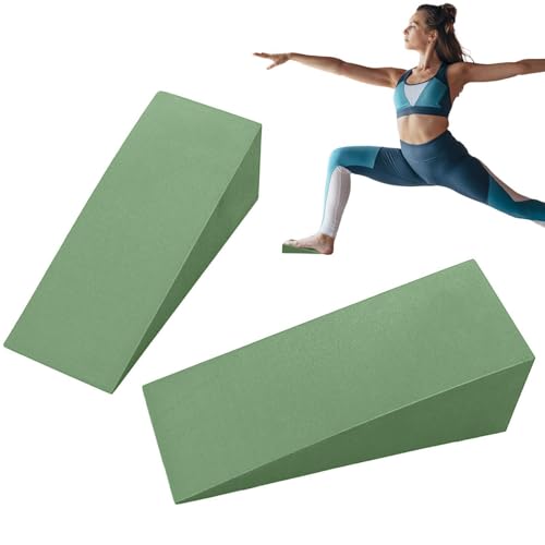 Wedge Block - EVA | Incline Board | Balance Board Foam Stretching Wedge Slant Calf Stretch Foot Support Exercise Tool for Physical Yoga Fitness Training Rehabilitation and Daily Use - color: Green 15x6x5cm ( pair)