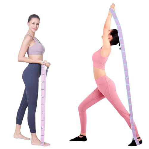 2- Pack Stretching Strap with 8 Loops - Multi-Loop Yoga Straps, Elastic Stretch Bands for Pilates, Dance, Gymnastics, Physical Therapy, and Exercise - color: Pink-Red,Pink