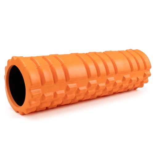 Foam Roller for Deep Tissue Massager, 18" Trigger Point Foam Roller, Patented Exercise Roller for Muscle Recovery, Physical Therapy, Improves Mobility, Fitness, Yoga and Pilates (Orange) - color: Orange