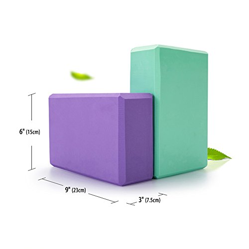 Set of 2 Yoga Blocks EVA Foam Exercise Bricks Provides Stability Balance and Support Improve Strength - 9 x 6x 3 inches