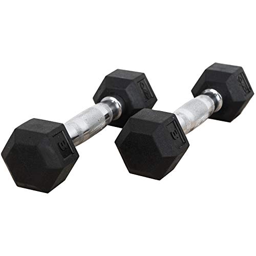 Hex Dumbbells with Rubber Coating (3-70lbs) by Valor Fitness