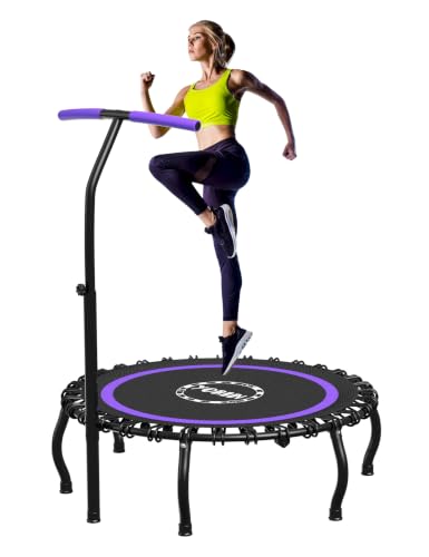 YORIN Rebounder Tranpoline for Adults, 330LBS Fitness Indoor Tranpoline, 40" 48" 50" Mini Exercise Tranpoline with Bungees, Stable Quiet Workout Small Tranpoline, Equipment Exercise at Home - color: Purple, size: 40 IN