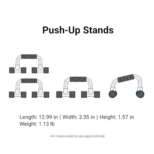 Push-Up Stands with Foam Handles, Steel Frame for Wrist Support and Deep Range of Motion, Stable Floor Exercise Bars for Home Workouts (1 Pair)