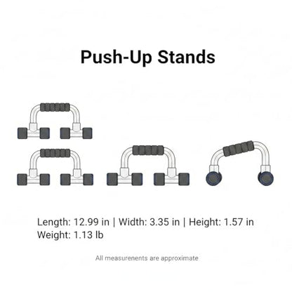 Push-Up Stands with Foam Handles, Steel Frame for Wrist Support and Deep Range of Motion, Stable Floor Exercise Bars for Home Workouts (1 Pair)